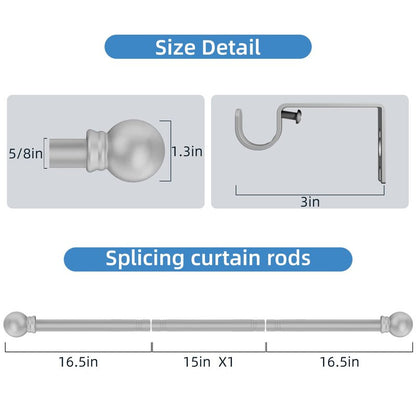 Silver Curtain Rods for Windows 28 to 48 Inch,5/8 Inch Diameter Drapery Rods with Brackets Heavy Duty Curtain Rods for Bedroom