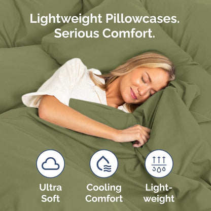 Skiennix Body Pillowcases Set of 2 | 20x54 Long Soft Covers for Sleeping & Side Sleepers - Comfy, Breathable, Wrinkle-Free, Machine Washable (Sage Green)