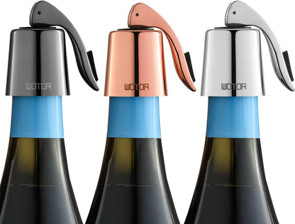 WOTOR Wine Stoppers Stainless Steel Wine Bottle stopper Plug with Silicone Reusable Wine Saver Leak proof Keep Fresh Triple Color 3 pack