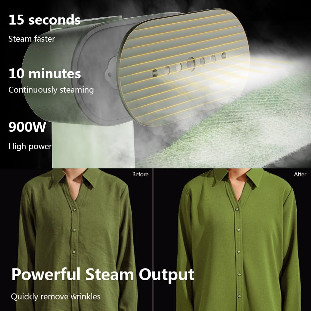 Nexdoo G6 Portable Clothes Steamer - 2-in-1 Travel Iron with 10 Minutes Continuous Steam | Lightweight 0.7lbs, Green