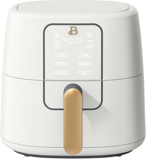 Drew Barrymore 6 Qt Air Fryer - Touchscreen with TurboCrisp Technology & EverGood Ceramic Nonstick (White)