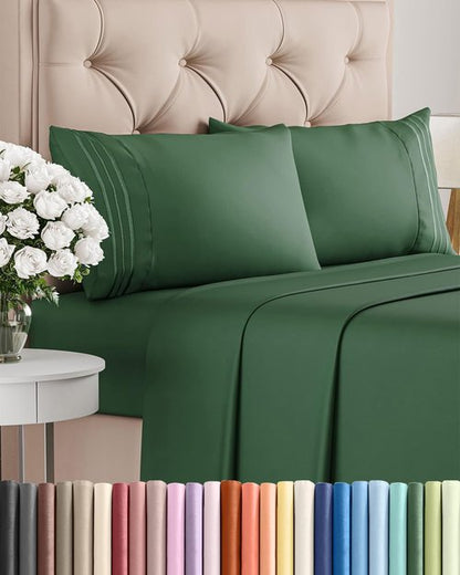 Cal King Size Sheet Set by Hotel Luxury | Comfy, Breathable & Cooling - Deep Pockets, Wrinkle-Free - Emerald Green