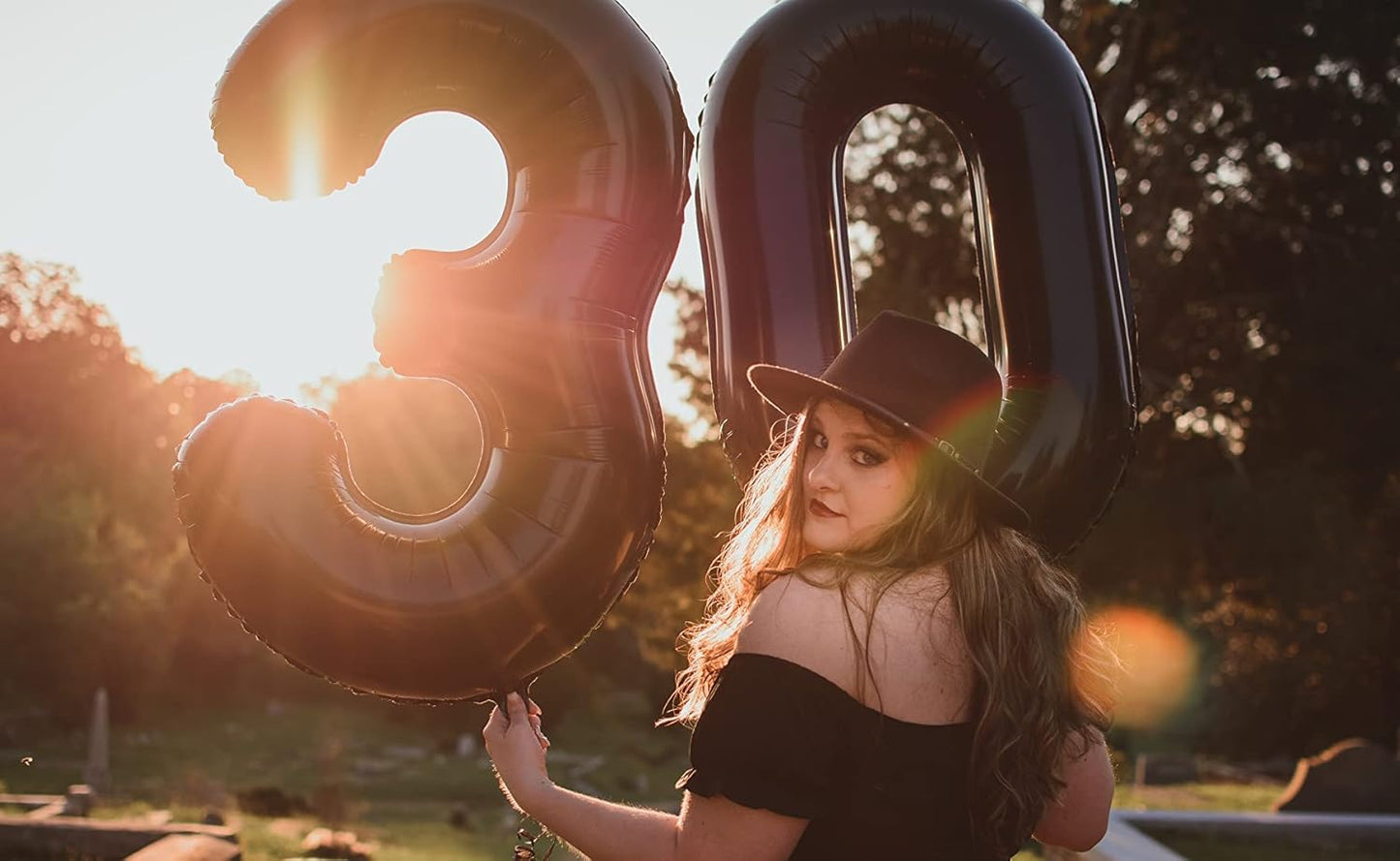 Number 0 Balloons - 40 Inch Black Number Balloons for Birthday, Wedding & Baby Shower Decor