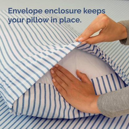 Skiennix Body Pillowcases Set of 2 | Soft, Wrinkle-Free 20x54 Pillow Covers for Side Sleepers - Blue Stripes