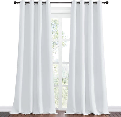 NICETOWN Room Darkening Curtain Panels - Thermal Insulated | 55" W x 108" L | Greyish White, Perfect for Bedrooms & Nurseries