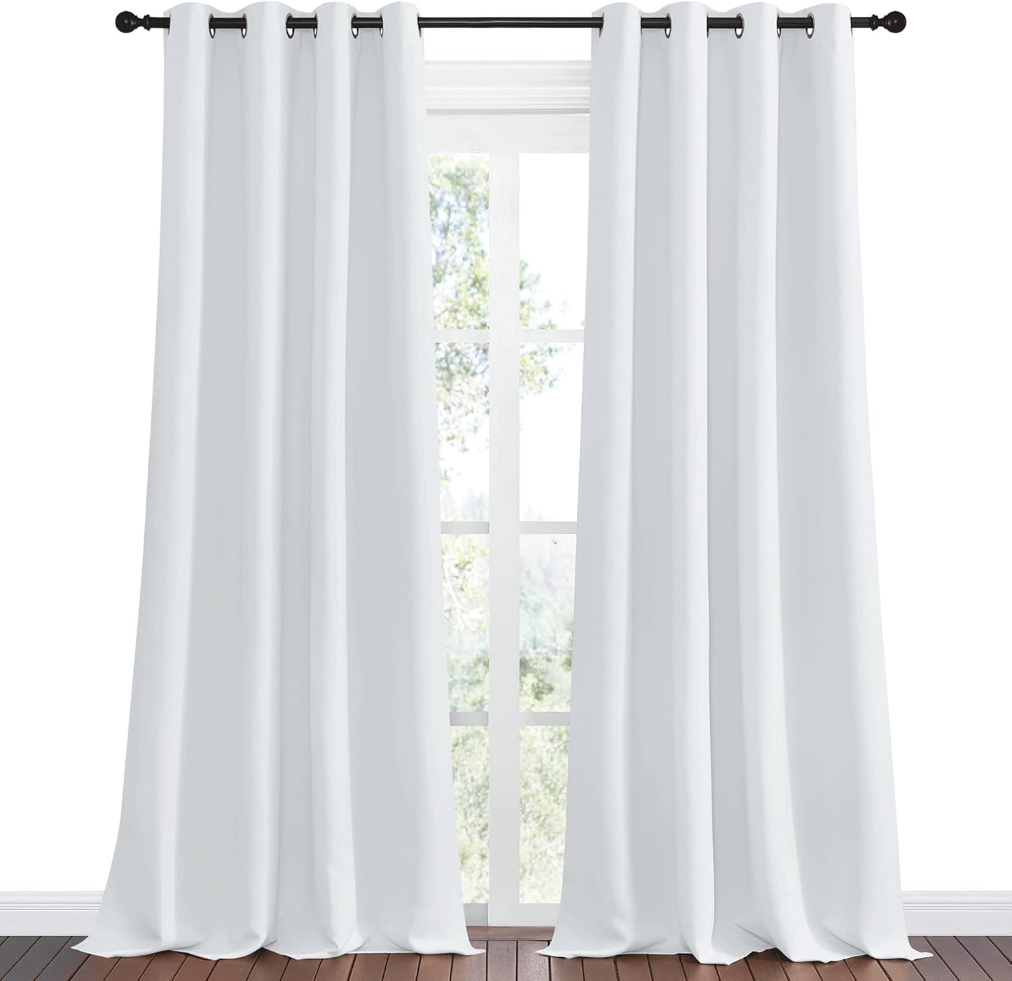 NICETOWN Room Darkening Curtain Panels - Thermal Insulated Curtains for Bedroom/Nursery | 55" W x 96" H, Greyish White