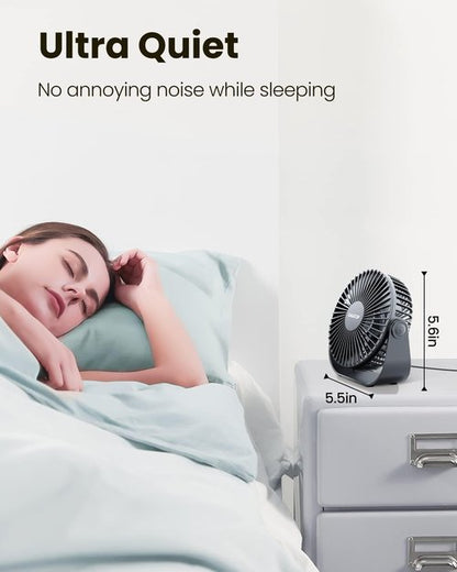 Gaiatop USB Desk Fan, 3 Speeds Strong Airflow, 5.5 Inch Portable 90° Rotate Quiet Cooling, Small Personal Table Fans for Bedroom Home Office Travel Black