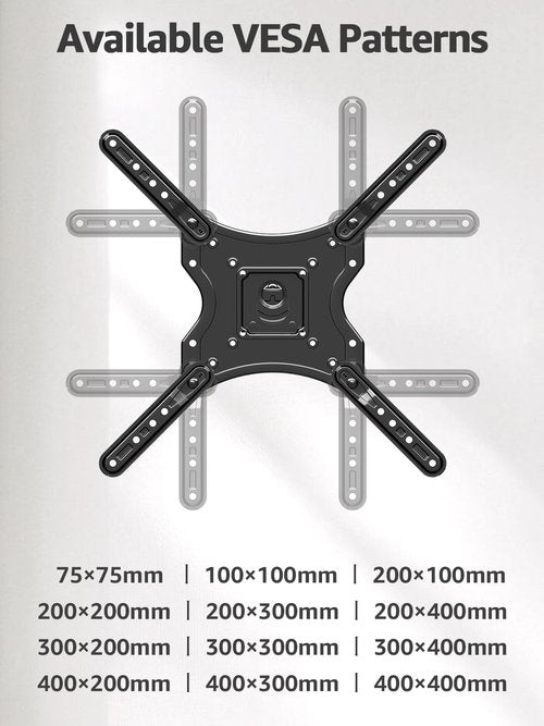ELIVED Full Motion TV Wall Mount for Most 26-60 Inch TVs, Articulating Arms Swivel and Tilt tv Mount, Wall Mount Brackets Max VESA 400x400, Single Stud Perfect Center Design, Holds Up to 77 lbs.