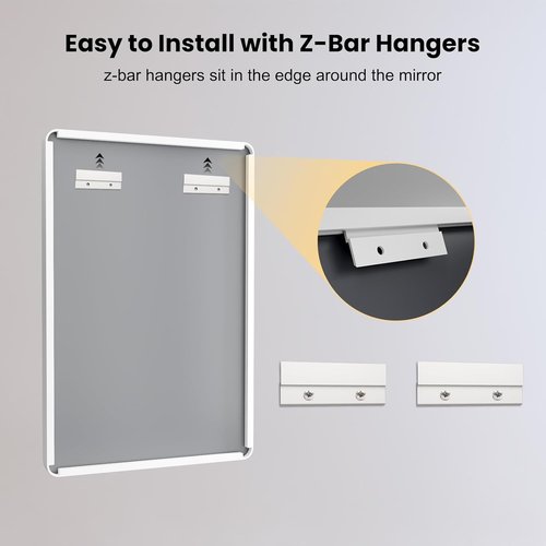 LOAAO Bathroom Mirror - 32x36 Inch White Metal Framed Vanity Mirror | Large Rounded Rectangle, Anti-Rust Tempered Glass
