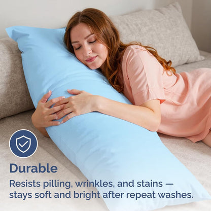 Skiennix Body Pillowcases Set of 2 | Soft & Breathable 20x54 Long Pillow Covers - Wrinkle-Free & Machine Washable (Light Blue)