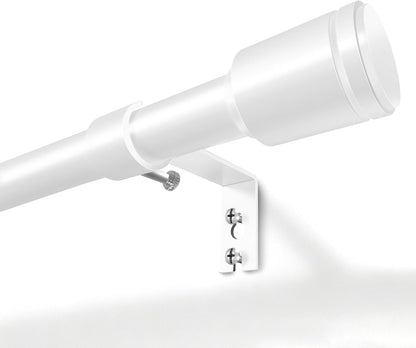 Skiennix Adjustable 5/8” Diameter Curtain Rods - 30-120 Inch for Windows | White with Brackets