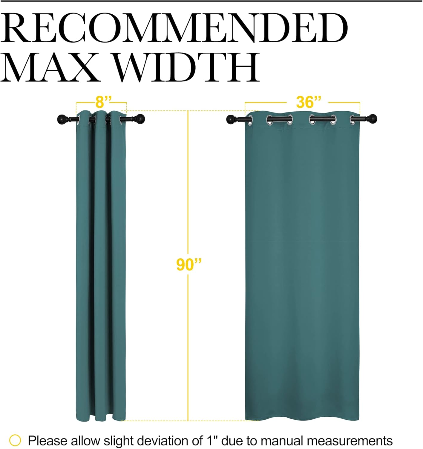 NICETOWN Blackout Curtains for Patio Glass Doors - Sea Teal Privacy Drapes, 42" x 90" (1 Pair)
