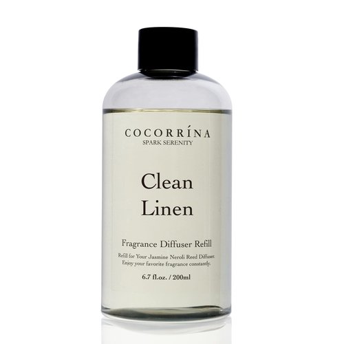 Cocorrína Clean Linen Scented Reed Diffuser Oil with 8 Sticks Fragrance for Bedroom, Bathroom, Oil Diffuser, Home Décor, 6.7 fl oz. (200 ml)