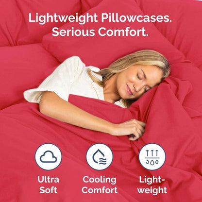 King Pillow Cases by [Brand Name] - Ultra Soft Hotel Quality Covers | Comfy, Cooling & Wrinkle Free - 2 Piece Set in Red