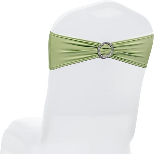 MDS Spandex Chair Sashes - Universal Fit Elastic Stretch Ties with Buckle for Weddings | Sage Green, Pack of 250