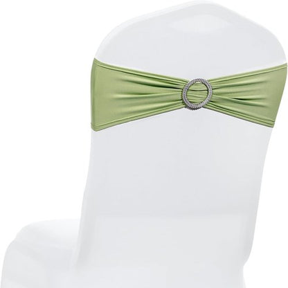MDS Spandex Chair Sashes - Universal Fit Elastic Stretch Ties with Buckle for Weddings | Sage Green, Pack of 250