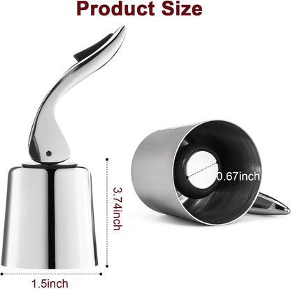 Wine Stoppers for Wine Bottles with Stainless Steel Vacuum Wine Bottle Stopper with Silicone Reusable Wine Corks, Leak proof Keep Fresh Suitable for Red&White Bottle (Silver, 3 Pack)