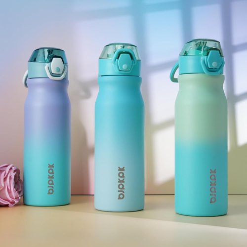 BJPKPK Stainless Steel Insulated Water Bottle - 25oz Reusable Thermal Flask with Straw Lid | Ocean Dream Design