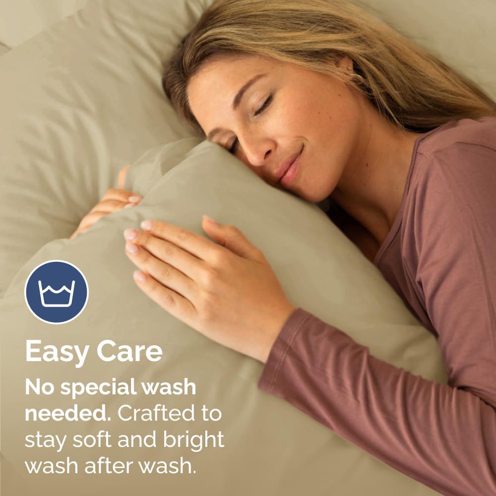 Queen Pillow Cases by Hotel Quality - Ultra Soft, Wrinkle-Free & Stain Resistant - 2 Piece Set in Beige