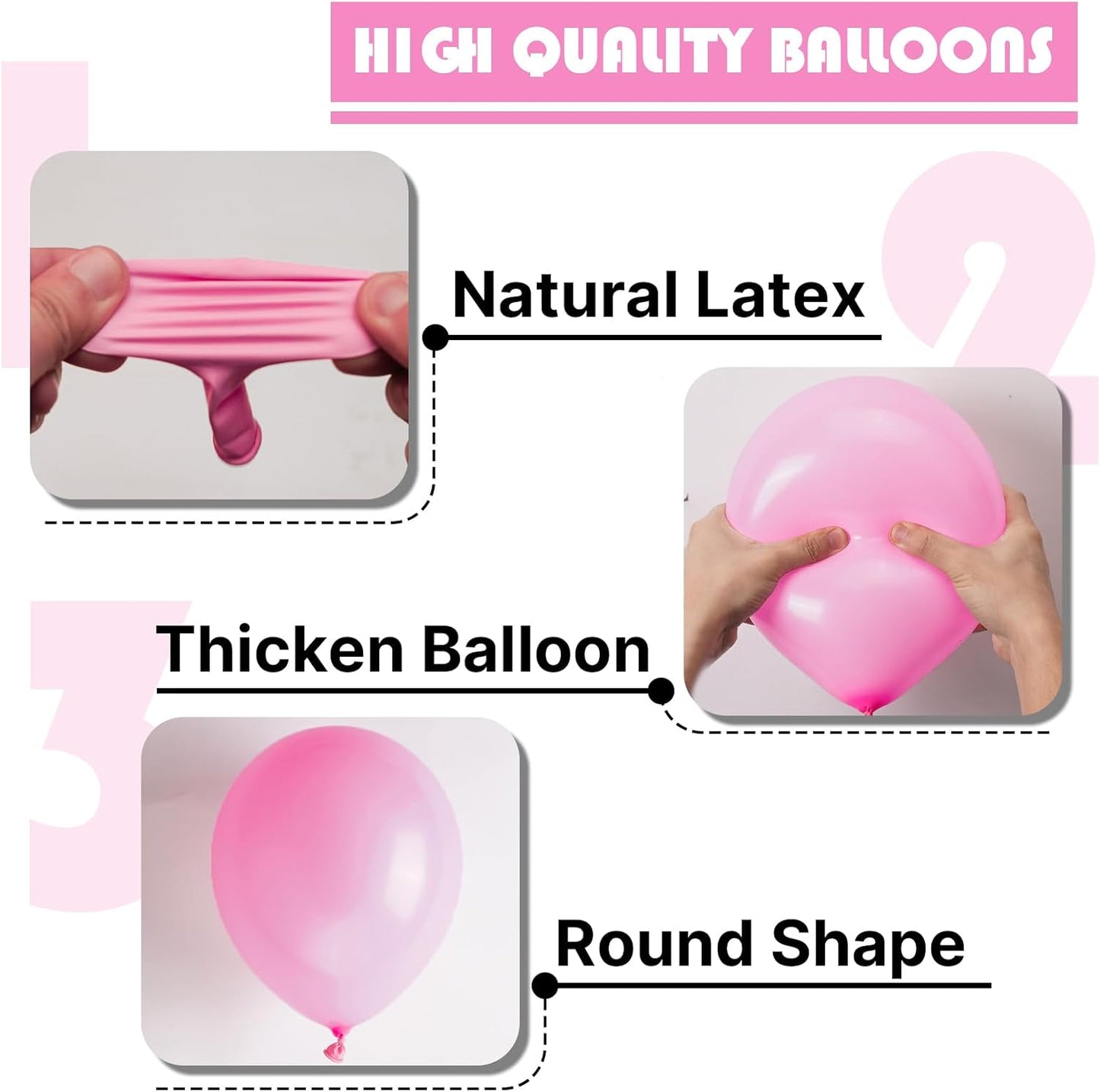 PartyWoo Pink Balloons - 100pcs 12 Inch Matte Pink Balloon Arch Kit for Baby Showers & Parties