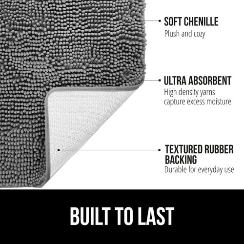 GORILLA GRIP Bath Rug - Non-Slip Gray Bathroom Mat with Rug Gripper | 24x17 Inches, Beige Bundle