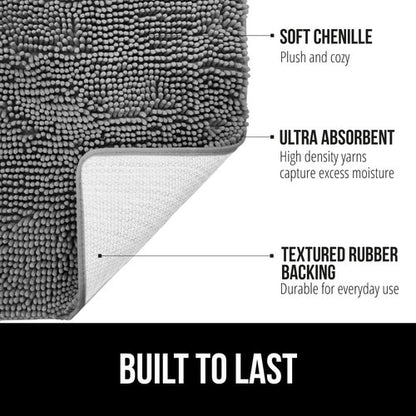 GORILLA GRIP Bath Rug - Non-Slip Gray Bathroom Mat with Rug Gripper | 24x17 Inches, Beige Bundle