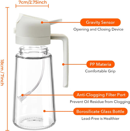 YARRAMATE Glass Olive Oil Sprayer - 2-in-1 Premium Food Grade Dispenser | 16oz Creamy White