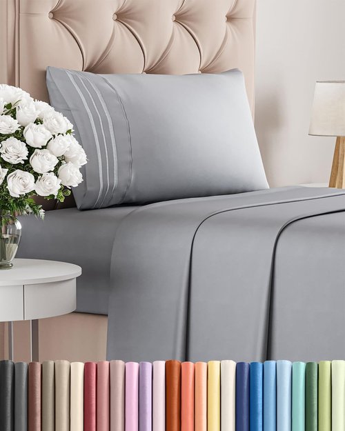 Comfy Twin Size 3-Piece Sheet Set by [Brand Name] | Breathable & Cooling Luxury Bedding - Deep Pockets, Soft, Wrinkle-Free - Steel Blue