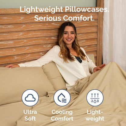 Skiennix Body Pillowcases Set of 2 | 20x54 Soft Covers for Side Sleepers - Wrinkle-Free & Machine Washable in Heathered Tan