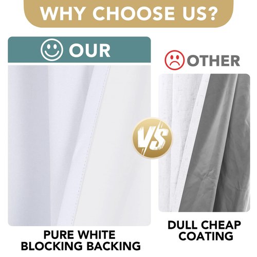 H.VERSAILTEX White Linen Blackout Curtains Durable Thick Textured Linen Look 100% Blackout Patio Door Curtain Anti Rust Grommet Extra Wide Sliding Door Curtain Panel, W100 x L84 inch- Bright White