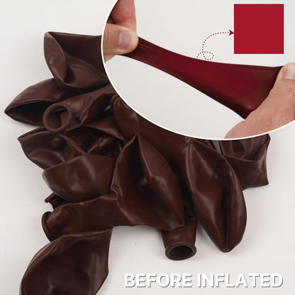 PartyWoo Burgundy Balloons - 100 Pcs in Various Sizes for Stunning Balloon Arch Decor | Dark Chestnut Red