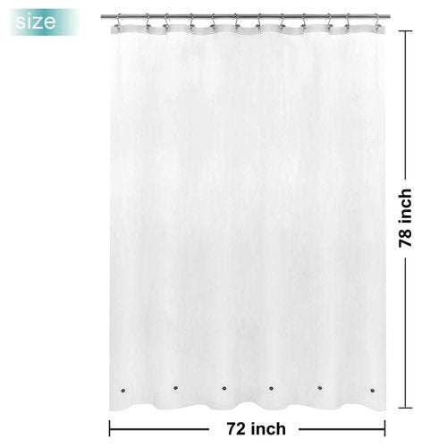 Mrs Awesome Long Shower Curtain Liner with 6 Magnets 72 x 78 inch, PEVA 8G Thick & Heavy Duty Plastic Shower Curtain for Bathroom, Waterproof,72x78, Frost