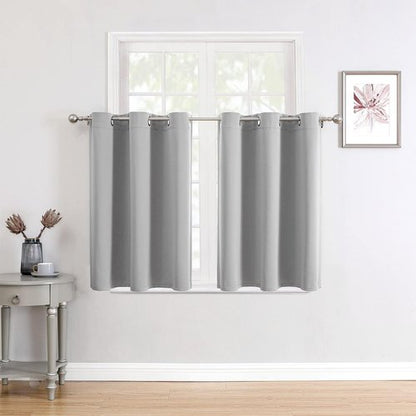ChrisDowa Small Window Curtains - Grommet Thermal Insulated Room Darkening Panels, Light Grey (42 x 36 Inch)