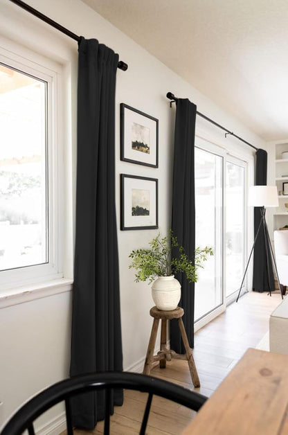 Skiennix Blackout Curtains - 100% Blackout Thermal Insulated Drapes, 50" W x 84" L, Black - 2 Panels Set