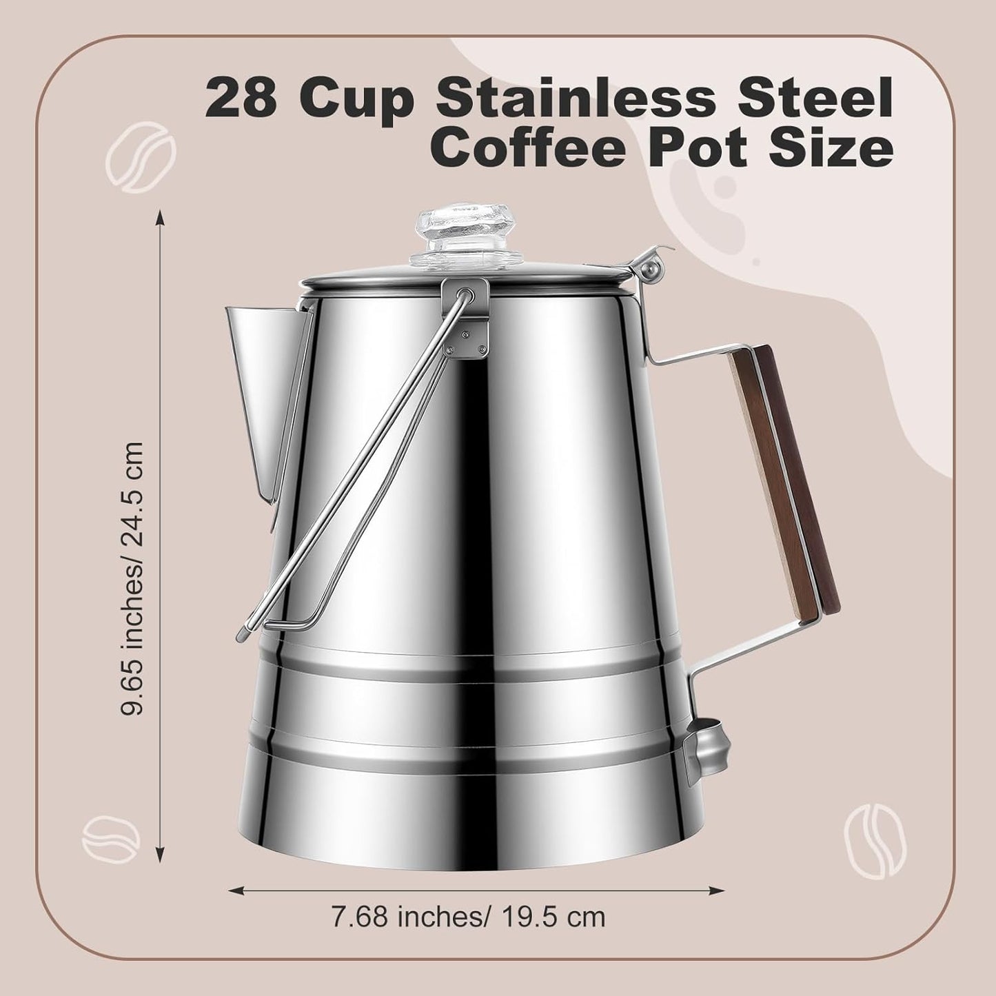 Skiennix 28-Cup Stainless Steel Percolator Coffee Pot - Large Capacity for Camping & Outdoor Use