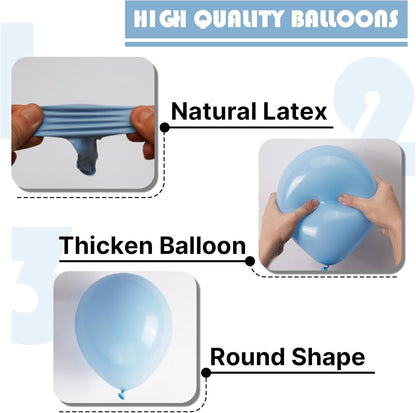 PartyWoo Light Blue Balloons - 101pcs 12 Inch Pastel Aqua Blue for Birthday & Baby Shower Decor