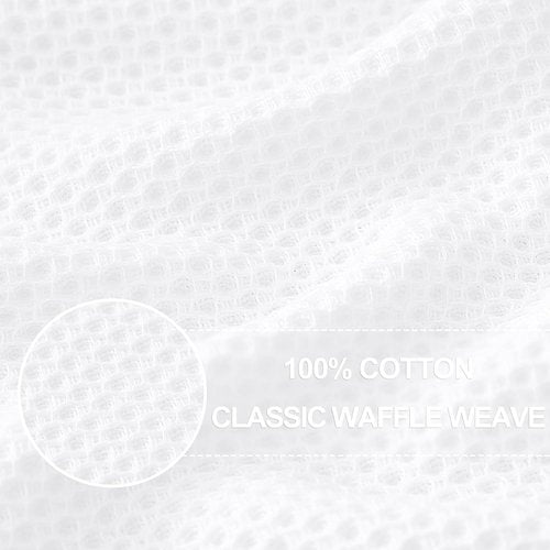 Homaxy 100% Cotton Waffle Weave Dish Towels - Ultra Soft & Absorbent | 13 x 28 Inches, 24-Pack, White