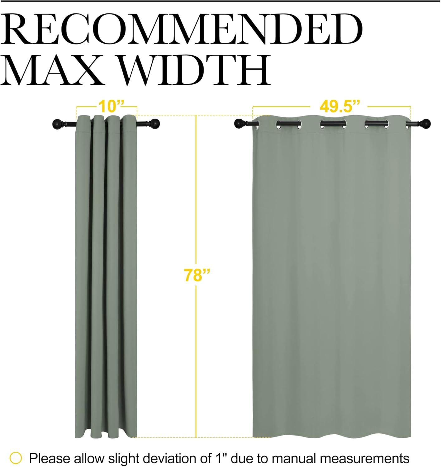 NICETOWN Greyish Green Blackout Curtains - 78" Long | Sound Reducing & Heat Blocking | 55" Wide, 2 Panels