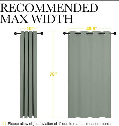 NICETOWN Greyish Green Blackout Curtains - 78" Long | Sound Reducing & Heat Blocking | 55" Wide, 2 Panels