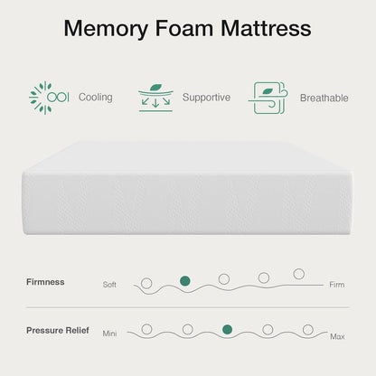 Novilla 14-Inch Twin Memory Foam Mattress - Cooling Gel Foam for Pressure Relief & Comfort