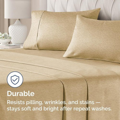 King Standard Pillow Cases - Ultra-Soft Hotel Quality Covers | Fade-Free & Wrinkle Resistant - 2 Piece Set in Heathered Tan