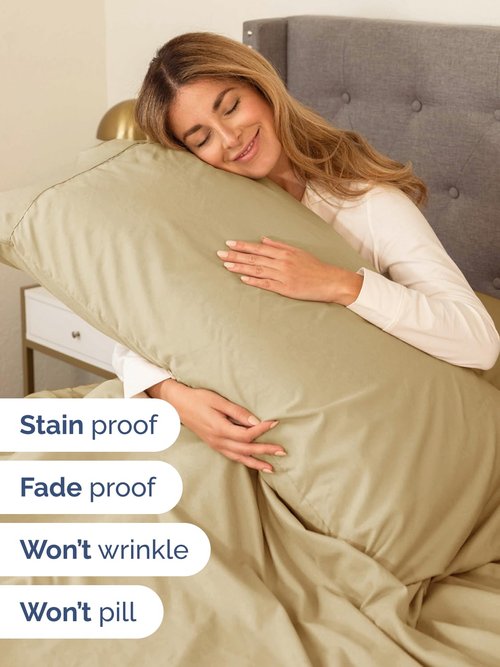Extra Deep Cal King Sheet Set - 6 Piece Breathable and Cooling Sheets - Hotel Luxury Bedding for Women, Men, Kids & Teens - Easy Secure Fit - Soft, Wrinkle Free and Comfy - Extra Deep Pockets - Beige