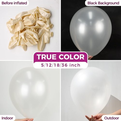 Bezente 36-Inch Pearl White Giant Balloons - 8 Pack Jumbo Latex Decorations for Weddings & Parties