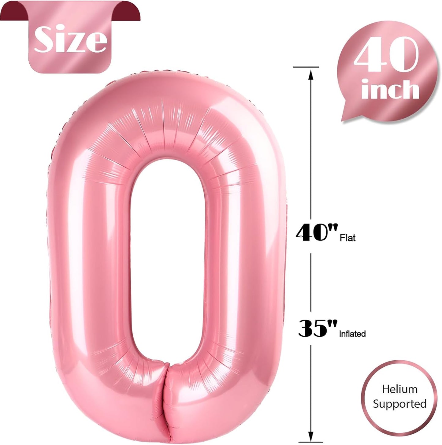 Pearlescent Pink Number Balloon - 40 Inch 0 Balloon for Birthday Decorations | Party Supplies for Women