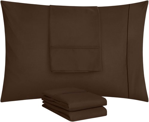Utopia Bedding King Pillow Cases - 4 Pack - Envelope Closure - Soft Brushed Microfiber Fabric - Shrinkage and Fade Resistant Pillow Covers King Size 20 X 40 Inches (King, Brown)