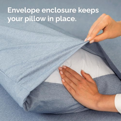 King Standard Pillow Cases - Soft Hotel Quality Covers for Comfy Bedding | Set of 4 - Heathered Blue