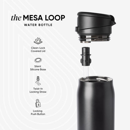 Simple Modern Mesa Loop Water Bottle - Insulated 24oz Stainless Steel with Covered Straw & Handle | Cashew