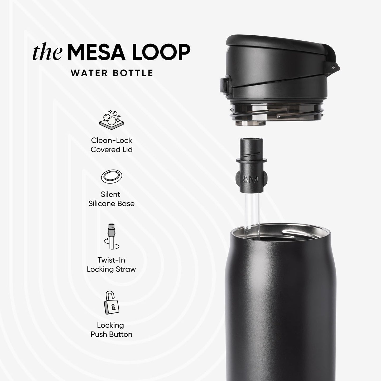 Simple Modern Mesa Loop Water Bottle - Insulated 24oz Stainless Steel with Covered Straw | Iris Sage
