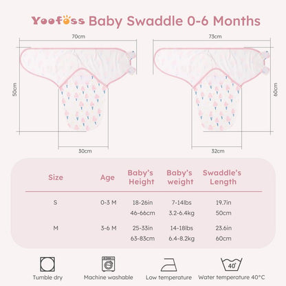 Yoofoss Baby Swaddles for Newborns 100% Cotton, Adjustable Swaddle 0-3 Months 3 Pack Newborn Swaddle Sack, Breathable Soft(Small)