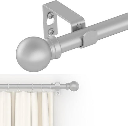 GXOACKJ Decorative Curtain Rods - Heavy Duty Metal, 48 to 84 Inch, Silver Finish with Brackets